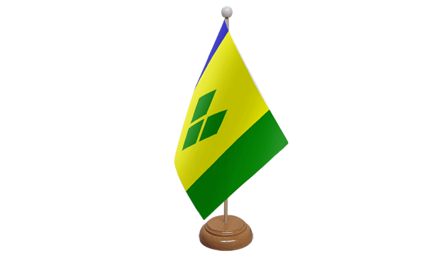 Saint Vincent Small Flag with Wooden Stand